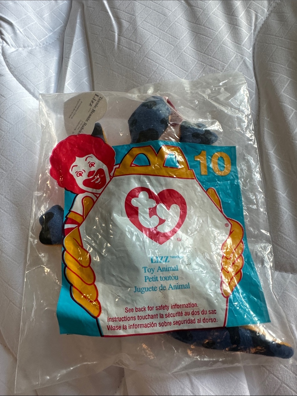 McDonald's TY Lizzy Beanie Baby Plush - Blue and Red Accents